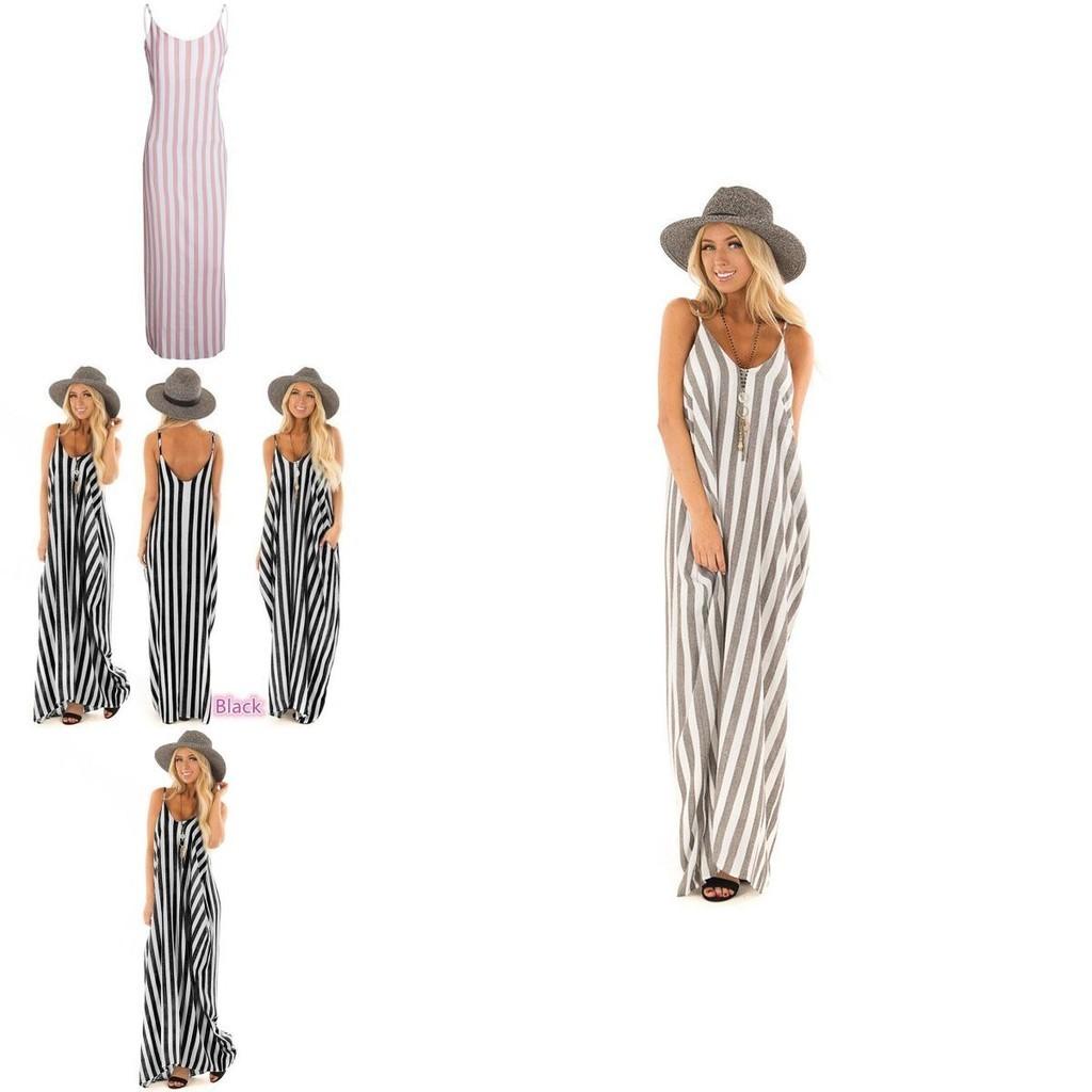 Comfortable And Oversized Women Summer Striped Long Maxi Dress For Casual Beach Days