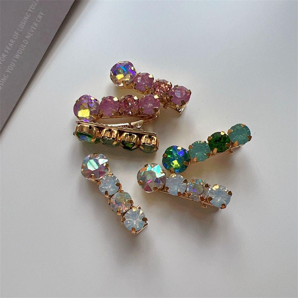 Gem Crystal Duckbill Clip Small Barrettes Korean Style Headwear Rhinestone Hairpin Beads Hair Clip Female Hair Accessories
