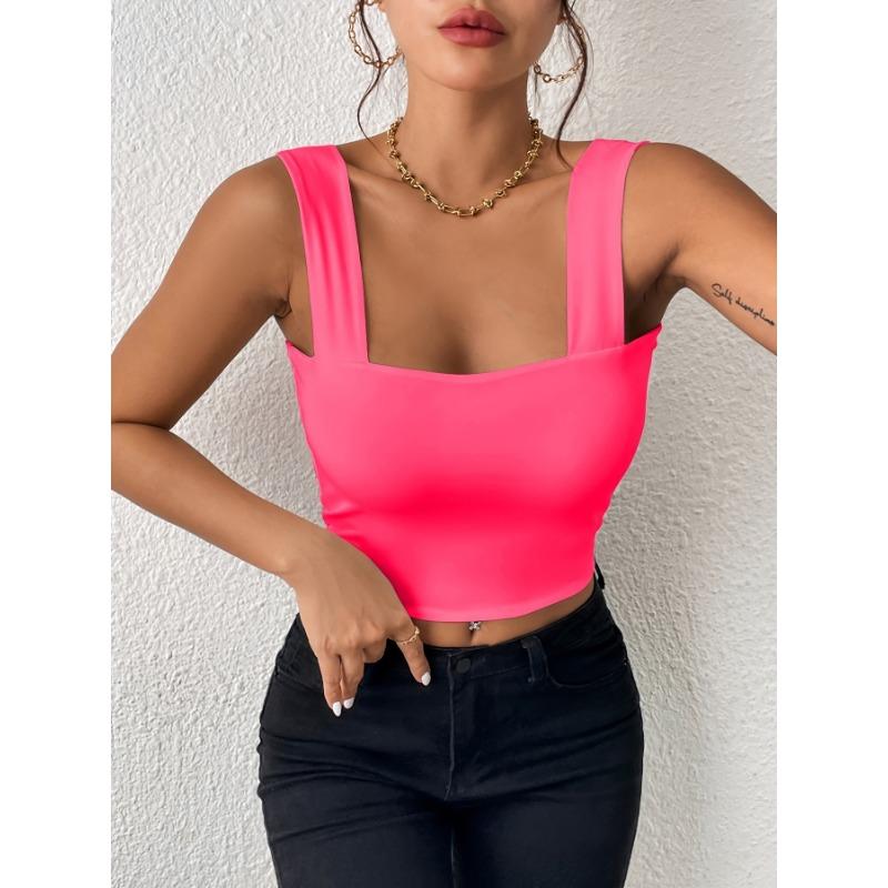 Summer New Women's Camisole Sexy Slim Hot Girl Wide Shoulder Strap Sleeveless Top
