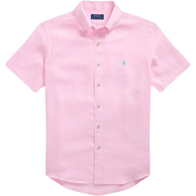 

Polo Ralph Lauren Ss25 Рубашка мужская однобортная льняная с коротким рукавом и вышивкой логотипа светло-розовая MNPOWOV1N820882-650 S