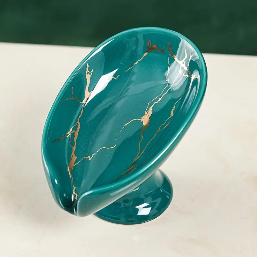 

Новинка 1 керамический держатель мыла для душа Leay, коробка в форме для принадлежностей для ванной и кухни, поддон для сливного отверстия, полка для хранения зелёный