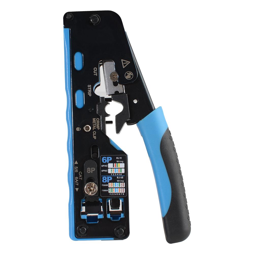 RJ45 Crimp Tool Pass Through Plugs Ethernet Crimping Pliers for Cat7 Cat6 Cat5e RJ45 Connectors Multifunctional Crimper