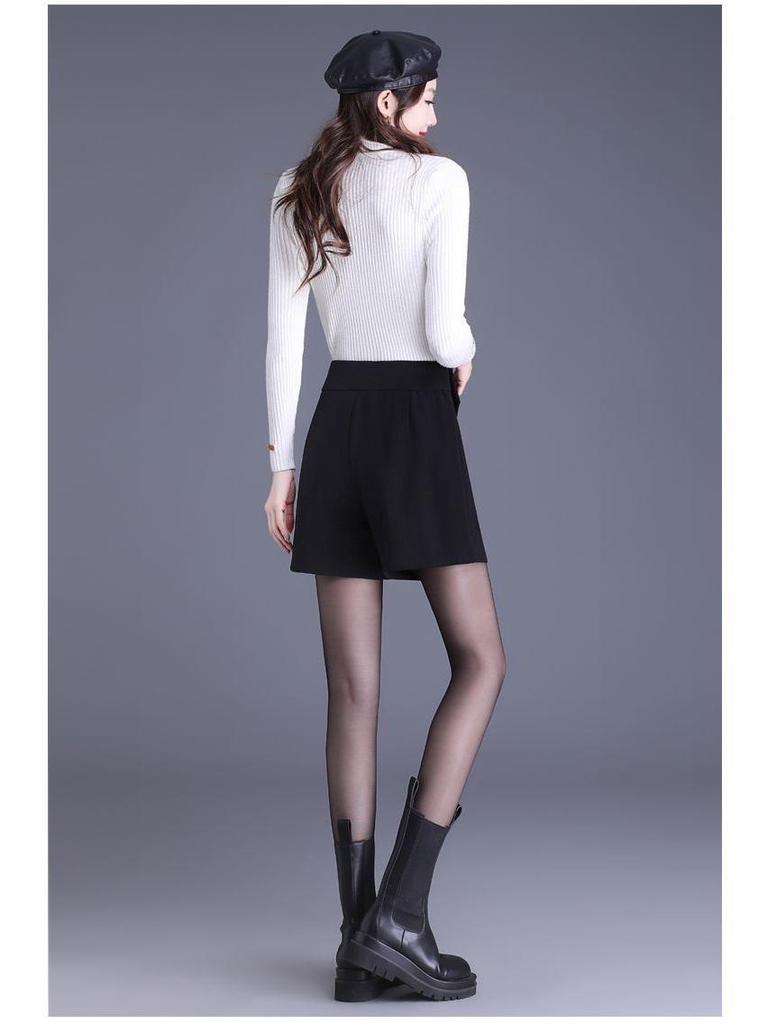 Elegant High-Waisted A-Line Bootcut Shorts with Bows for Women - Autumn/Winter 2025 Collection