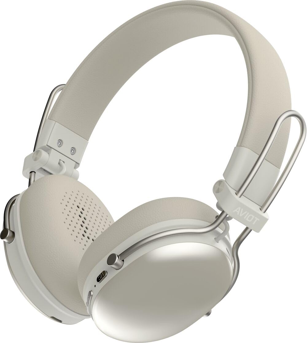 

AVIOT WA-Q1 Noise Cancelling Wireless Headphones On-Ear 55-Hour Playback Fast Charging Lightweight Foldable Multi-Point Connection Beige