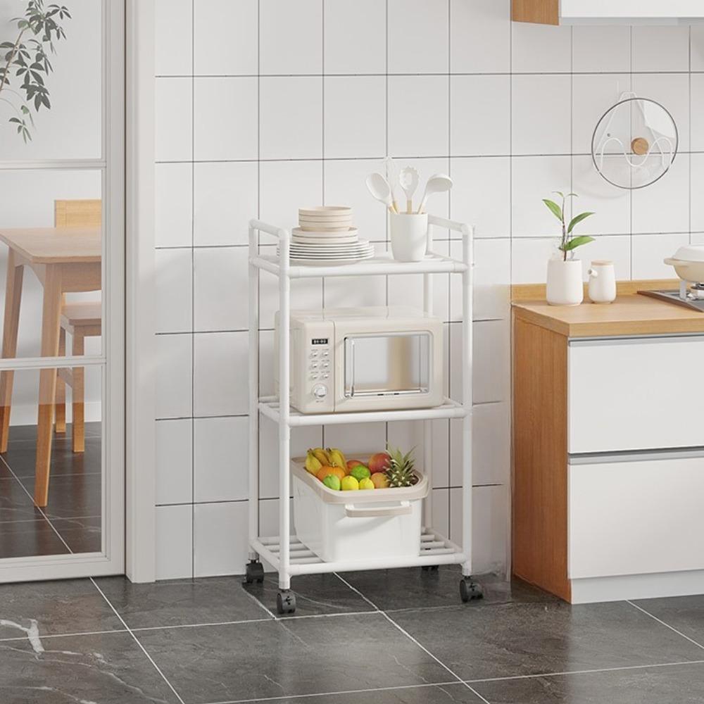 Multi-Layer Microwave Kitchen Storage Standing Movable Household High Load-bearing Bold Thickened Simple Durable Storage Rack