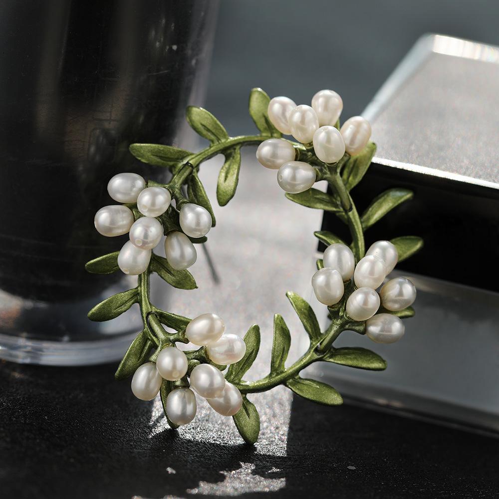 Vintage Literary And Retro Pearl Garland Brooch, Mori Gardenia Pin Sweater Cardigan Corsage Accessories