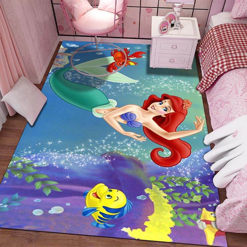 1PC Disney The Little Mermaid Print Carpet for Living Room Bedroom Kid's Room Home Decor Pink Room Decor Area Rug Non-slip Mat