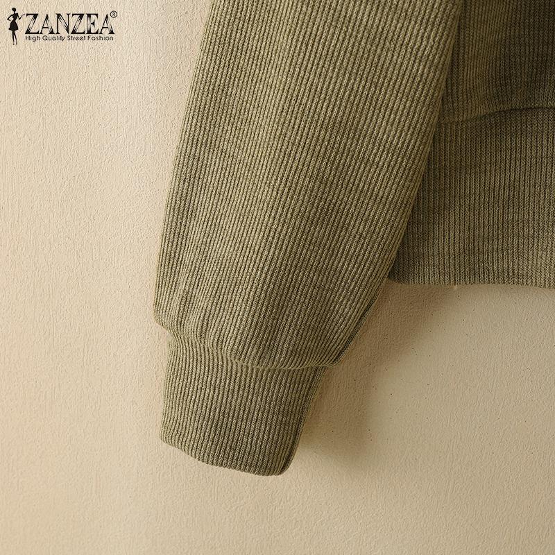 ZANZEA Women Casual Turn Down Collar Long Sleeve Patchwork Cardigans