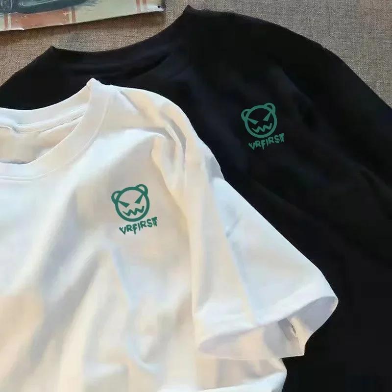 Sommer Kurzarm T-Shirt für Damen Amerikanischer Casual-Stil locker und einfach Baumwoll-T-Shirt