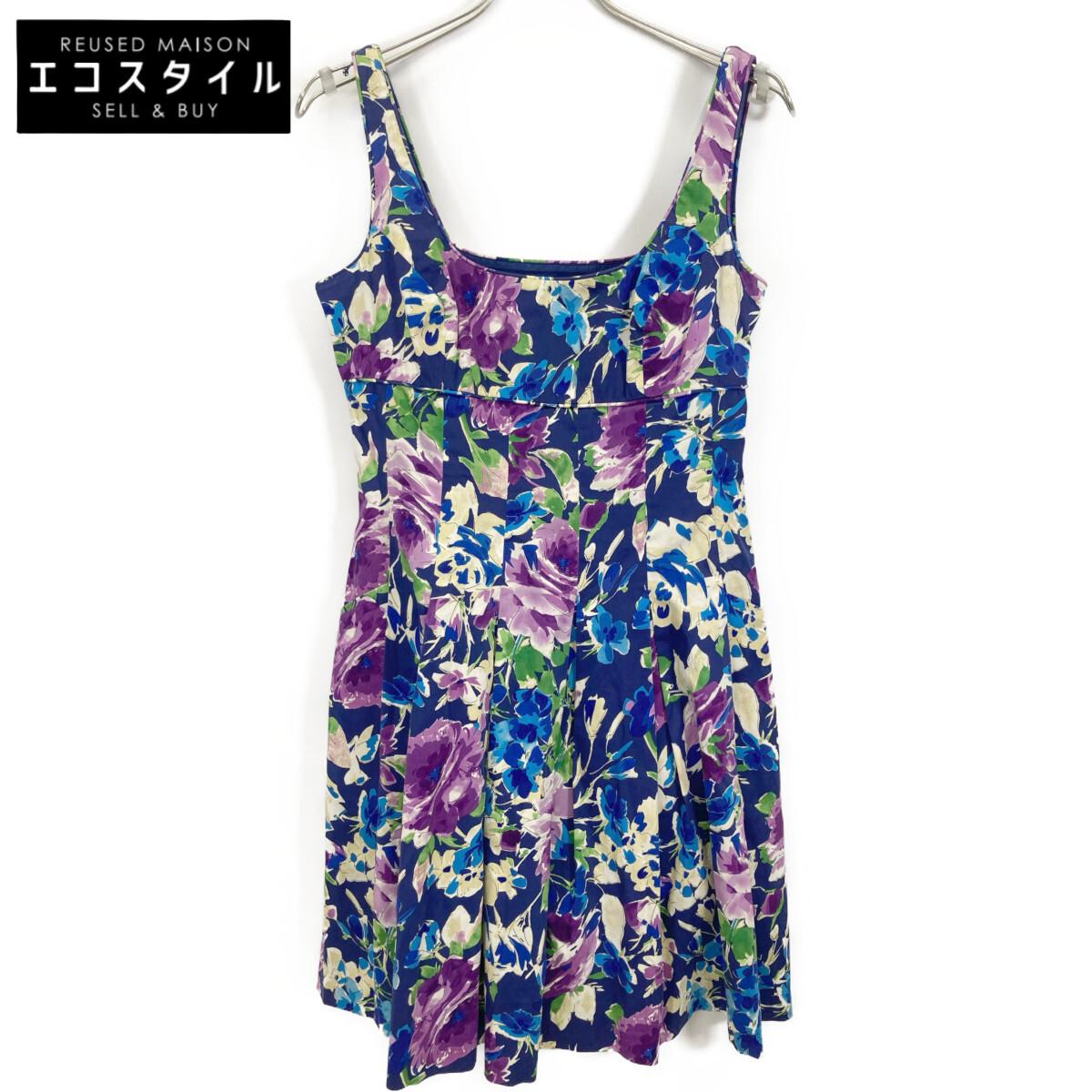 

LAUREN RALPH LAUREN Blue floral sleeveless dress dress 8P Navy Purple BlueUsed