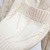 V Neck Long Sleeves Pockets Ribbed Trim Knitted Coat Winter Embroidery Letter Pattern