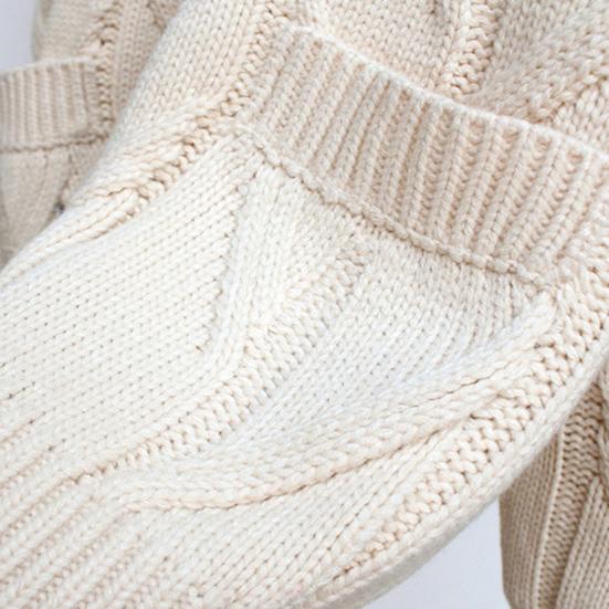 V Neck Long Sleeves Pockets Ribbed Trim Knitted Coat Winter Embroidery Letter Pattern