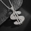 Hip Hop Zircon Dollar Sign Pendant Necklace Men Women Punk Fashion Rock Rap Jewelry Gift