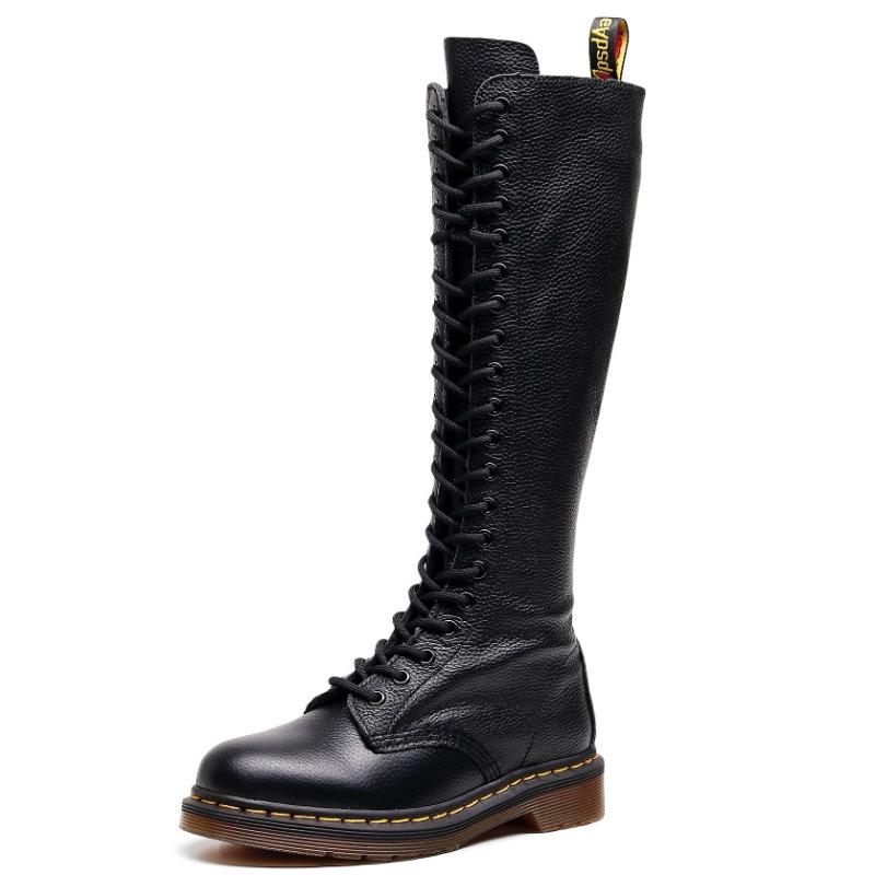 20 first-layer cowhide lychee pattern boots women's British retro short boots men's leather large-size boots