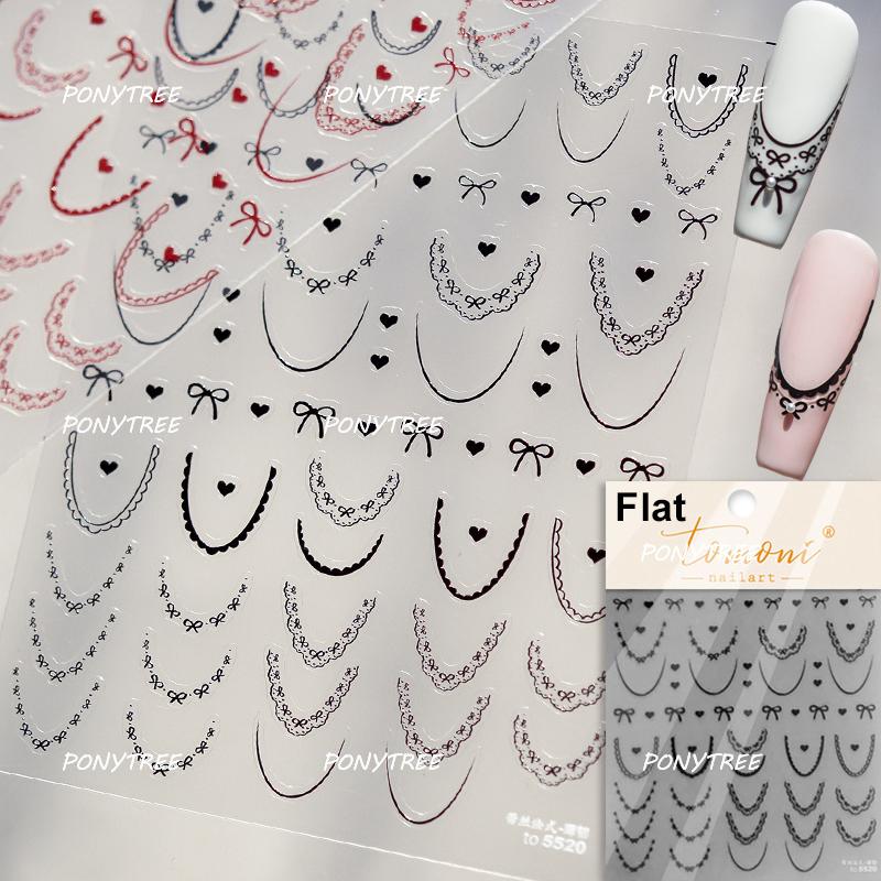 Delicate White Lace Bowknot Simulated Fabric Ribbon Silver Stamped Noble Rhinestone 5D Adhesive Nail Art Sticker Manicure Decal