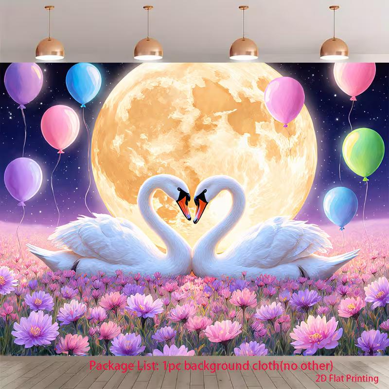 

2D Flat Moonlit Meadow & Balloons Photography Background Cloth 47.2x31.5inch/120*80cm