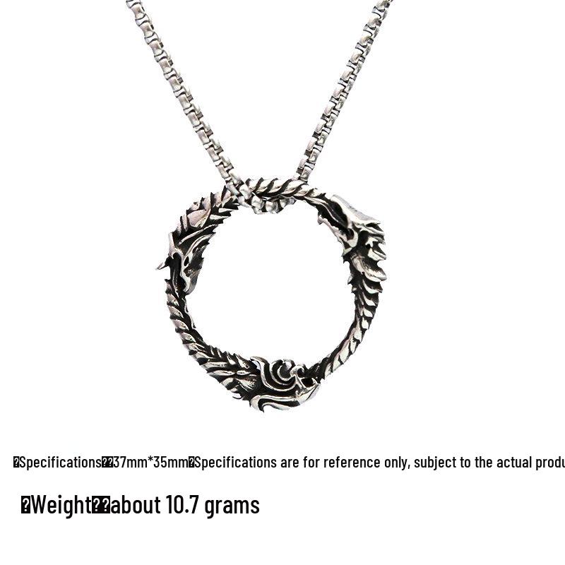 Men's Retro Titanium Steel Wolf & Dragon Head Pendant Necklace