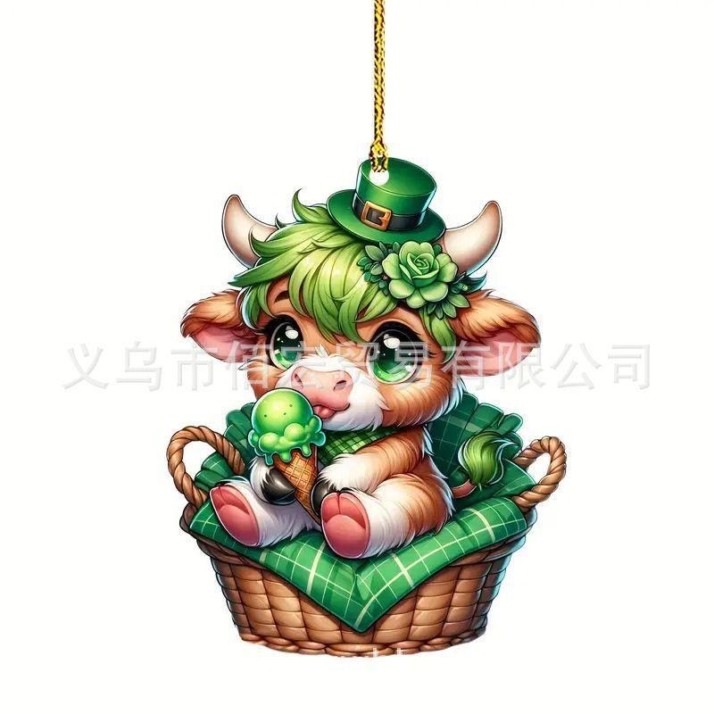 Decorative Acrylic Christmas Tree Car Hanging Charm Fun Cartoon Design For Auto Interiors