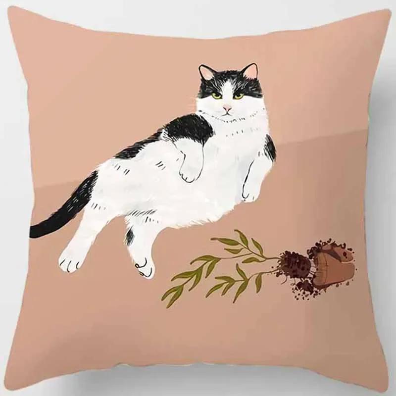 Cat Is Leisure Life Square Pillowcase, Used For Home Decoration, Car Sofa Cushion Cover45Cm*45Cm