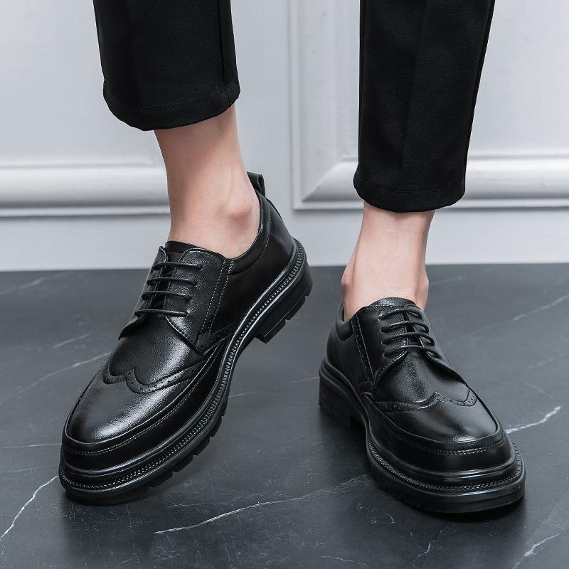 2024 Autumn/Winter Men's Comfortable Leather Lace-up Brogues - Casual British Business Formal Shoes