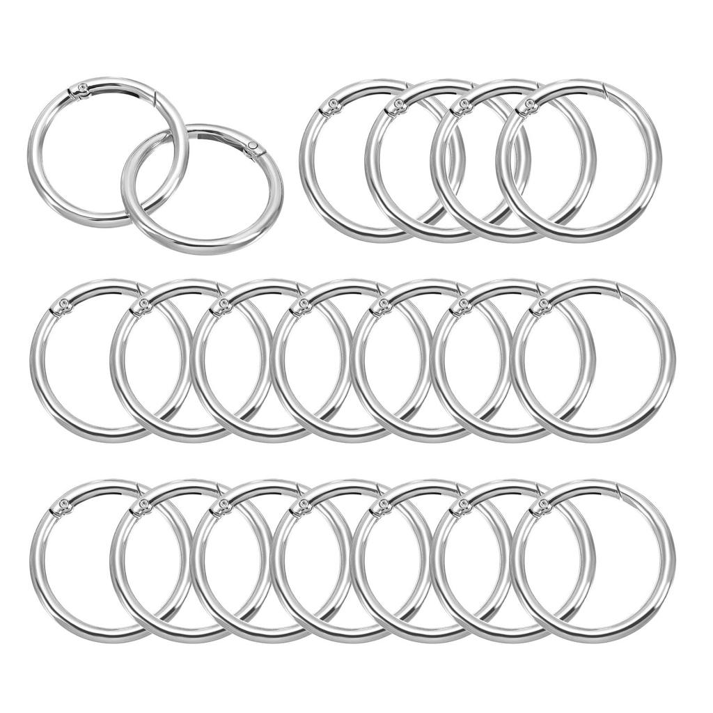 48mm OD Spring 20pcs Metal Round Lock Clip Trigger Snap Spring Key Ring Hook Buckle for Wallet Handbag Craft Silver Tone [PATIKIL] O-Rings, Making,
