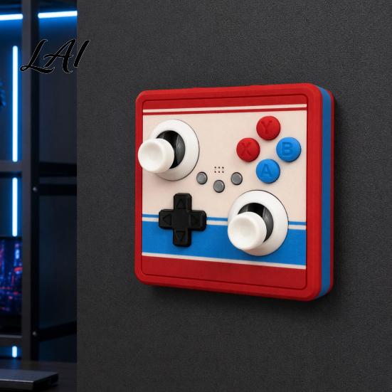 Game Controller Wall Decor Retro Arcade Light Switch Cover 1-Gang/2-Gang Plate with Joystick XYAB Mounted Display Buttons Gaming for Room