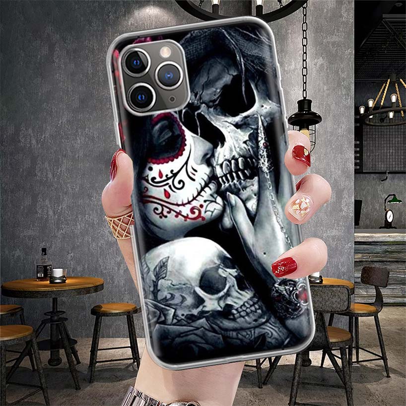 Catrina Beautiful Rose Girl Skull Soft Phone Case For IPhone 11 17 Air 16E 16 Pro Max 15 + 14 Plus 13 Mini 12 Apple 7 SE 8 Funda