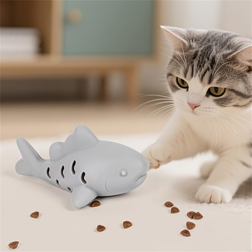 Fish-Shaped Silicone Cats Toy, Interactive Dispensing Puzzle Toy For Cats, -Resistant Teething Chew Toy With Hollow Design To Release Catnip Scent