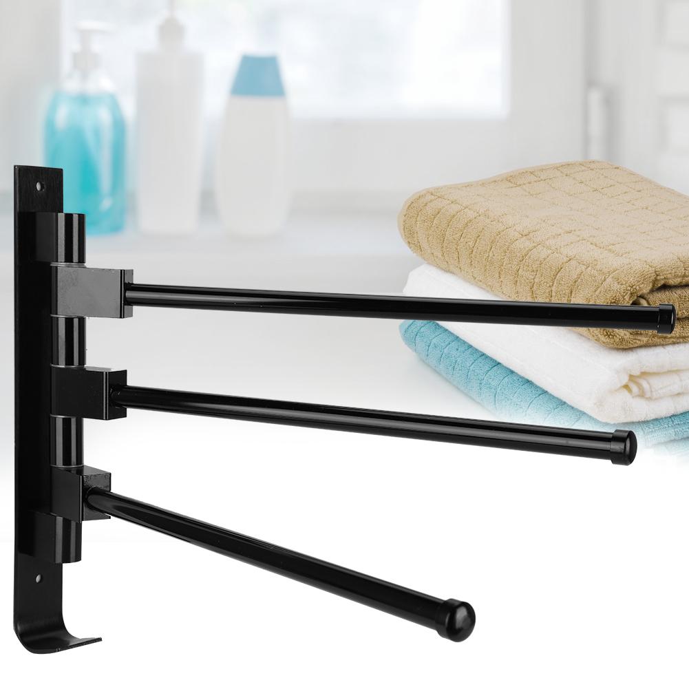 Home Hotel Badezimmer Raum Aluminium Beweglich Mehrfachstangen Handtuchhalter Halter AufbewahrungsorganisatorSchwarz 3