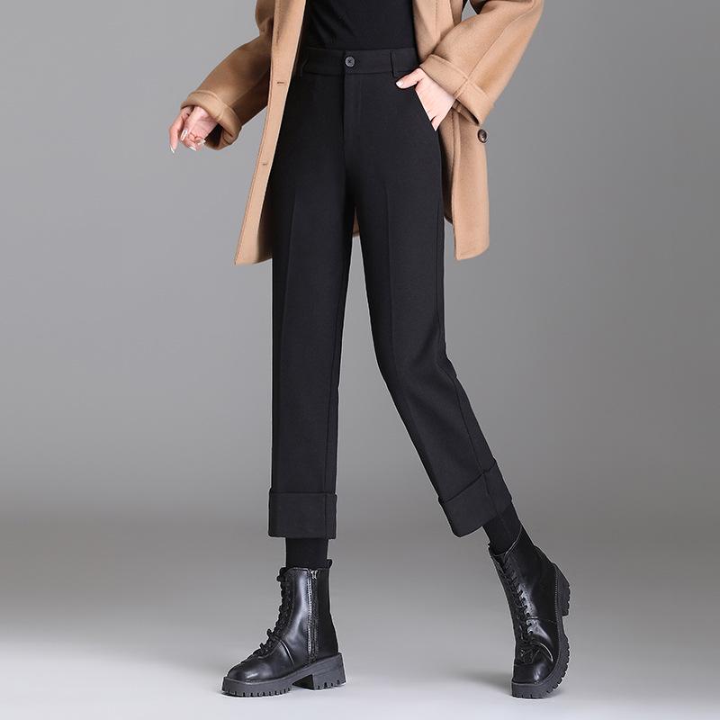 Petite High-Waist Bootcut Wool Flannel Cigarette Pants - Slimming & Thickened for Autumn/Winter 2026 New Arrival