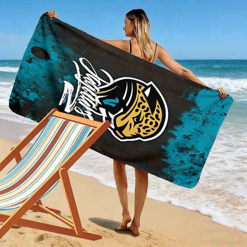 Jacksonville Jaguars Print Beach Towel, Large Soft Quick Dry Towel for Beach Camping Swimming