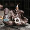 1pc, The Buddha Ceramic Handicrafts Lotus for Home Ornaments Backflow Incense Burner Handmade Purple Clay Holder Without Incense