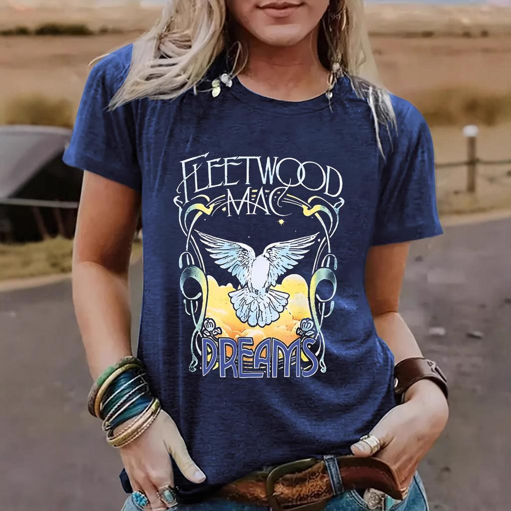 Top Estivo Girocollo con Stampa 3D di Piccione Moda Casual Manica Corta Magliette da Donna