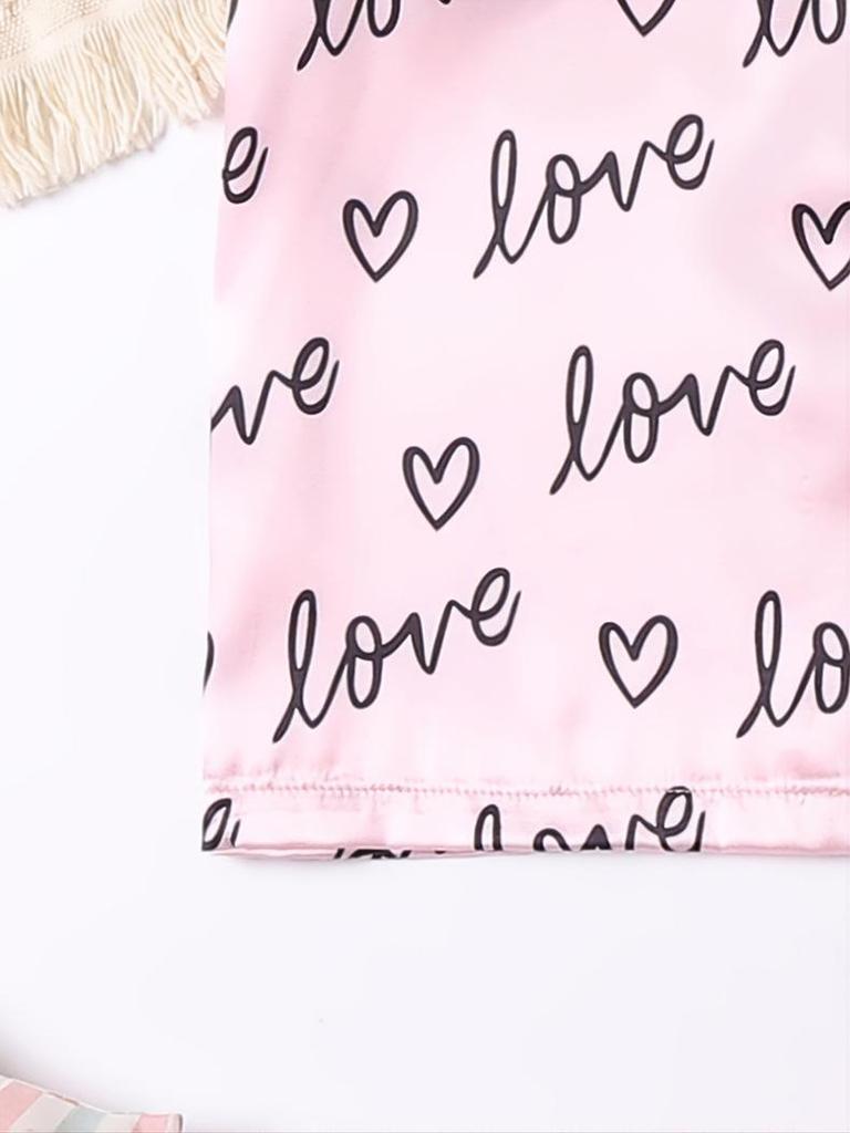 Children's Satin Print Pajama Set - Summer Short Sleeve & Shorts for Girls