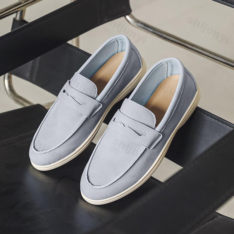 Men Flat Loafers 2025 Frosted Suede Flat Shoes Comfortable Non Slip Trendy Loafers Lightweight Outdoor Casual Shoes