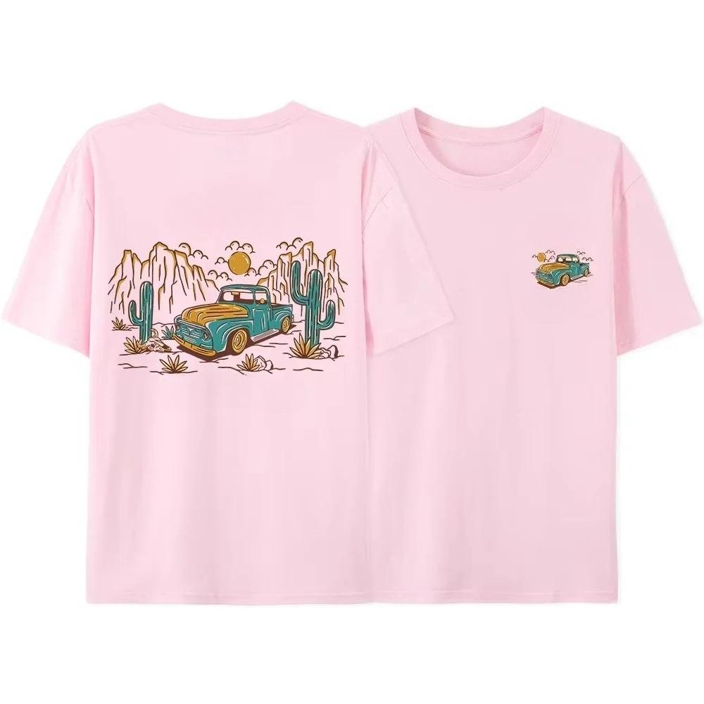 Summer Rodeg Western Love Sweet Romantic Desert Men and Women T-shirt Fashion Pure Cotton  T-shirt Spacious High Street Style