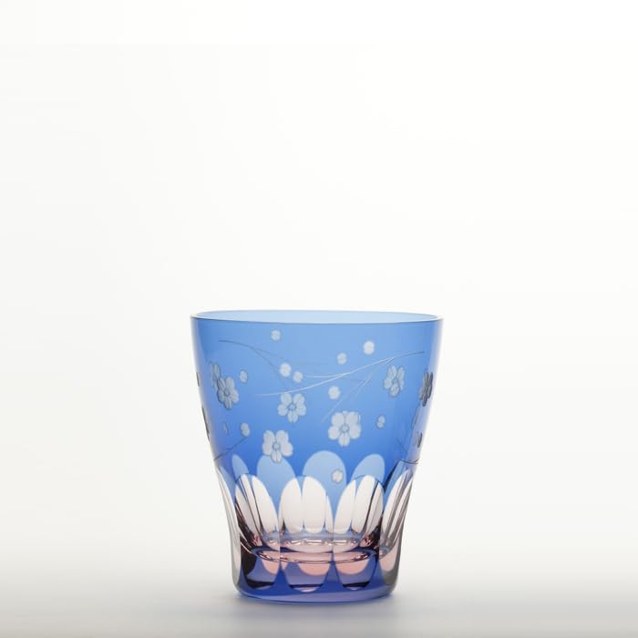 

Glass Studio Saiho Edo Kiriko Mini Old Blue Pink Cherry Blossom Pattern
