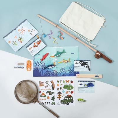 Mamimami Home Wooden Fishing Toy, Realistic Fishing Game, Authentic Fishing Play, Includes DIY Storage Bag, Educational Toy, Gift for Kids Ages 3-4