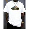 European Size Men'S Mountains And Their Reflections Graphic Print Crew Neck T-Shirt | Soft, Medium-Stretch Blend Fabric