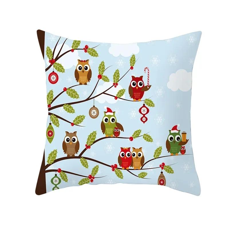 Polyester Fiber Green Series Christmas 2024 Pillow Cover Sofa Cushion Home Decorative Pillows Cover