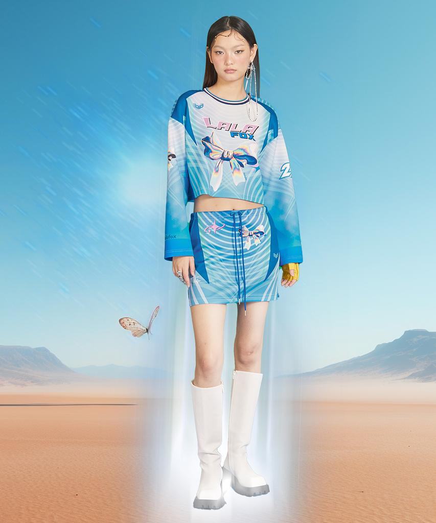 Lara Fox Sporty Jersey Dtp Mini Skirt Blue Bp3Ws002