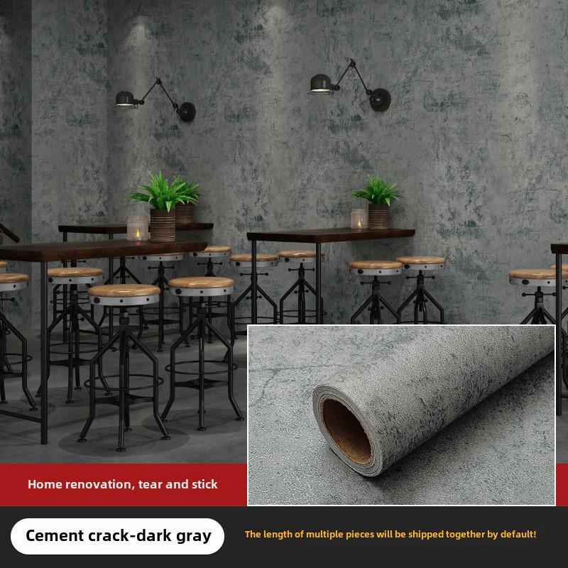 Industrial-Style Gray Micro Cement Self-Adhesive Waterproof Wallpaper for Bedroom or Clothing Store