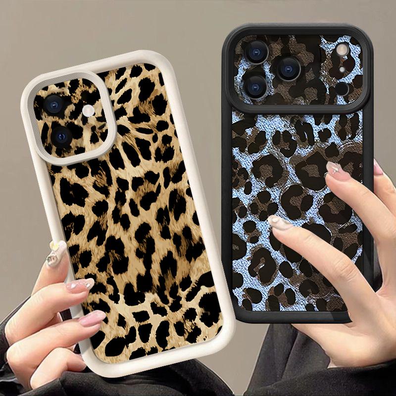 Shockproof Phone Case For iPhone 17 Pro Max Case iPhone 16 15 14 13 Pro Max 11 17e 16e Leopard Print Soft Silicone Bumper Cover