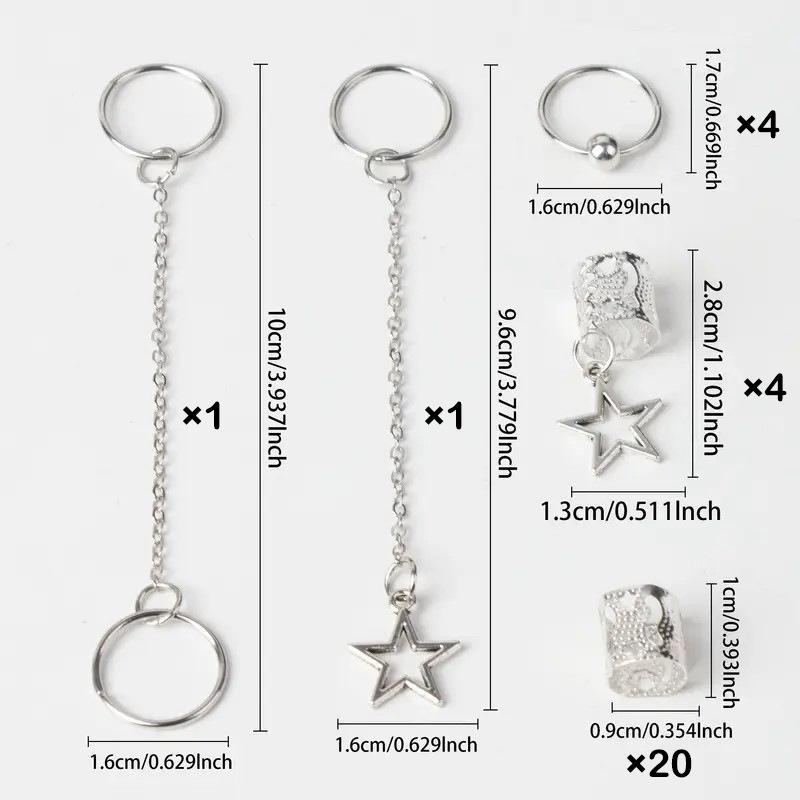 

30 шт. Грязная коса парик сплав коса аксессуары для волос наращивание волос кольцо полая звезда кулон персонализированный