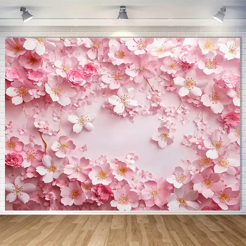 2D Spring Sakura Flower Wall Decor Backdrop Baby Shower Photo Background