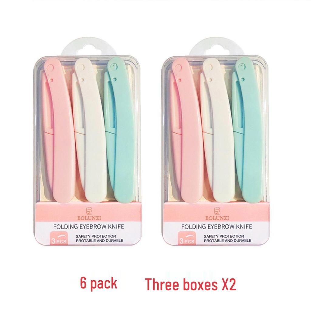 Women's Beginner Safe Foldable Eyebrow Razor Set with Anti-Scratch Design and Replaceable Blades