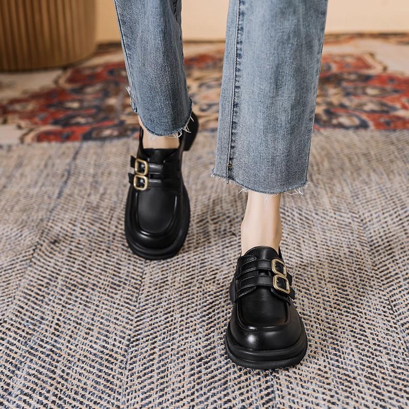 American Retro Small Leather Shoes Women's Autumn 2025 Versatile and Lightweight Japanese Jk Single Shoes Muffin Bottom Platform Loafers