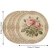 Anti-scald Flower Linen Table Mat Anti-slip Round Dining Mat  Party Table Decoration