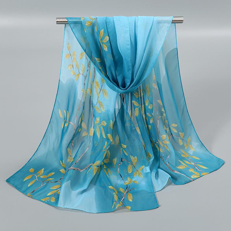 New Chiffon Printed Sun Protection Beach Scarf Scarf Thin Women's Versatile Chiffon Fresh Neck Scarf