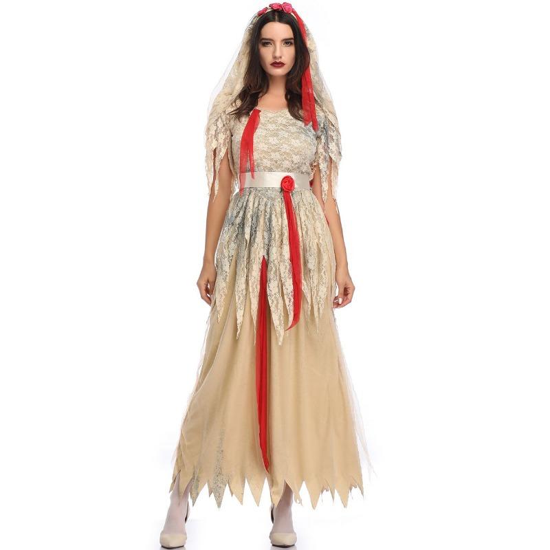 Halloweensky kostým M-XL, pre dospelých, dámsky, cosplay kostým pre strašidelnú nevestu, maškarný párty kostým